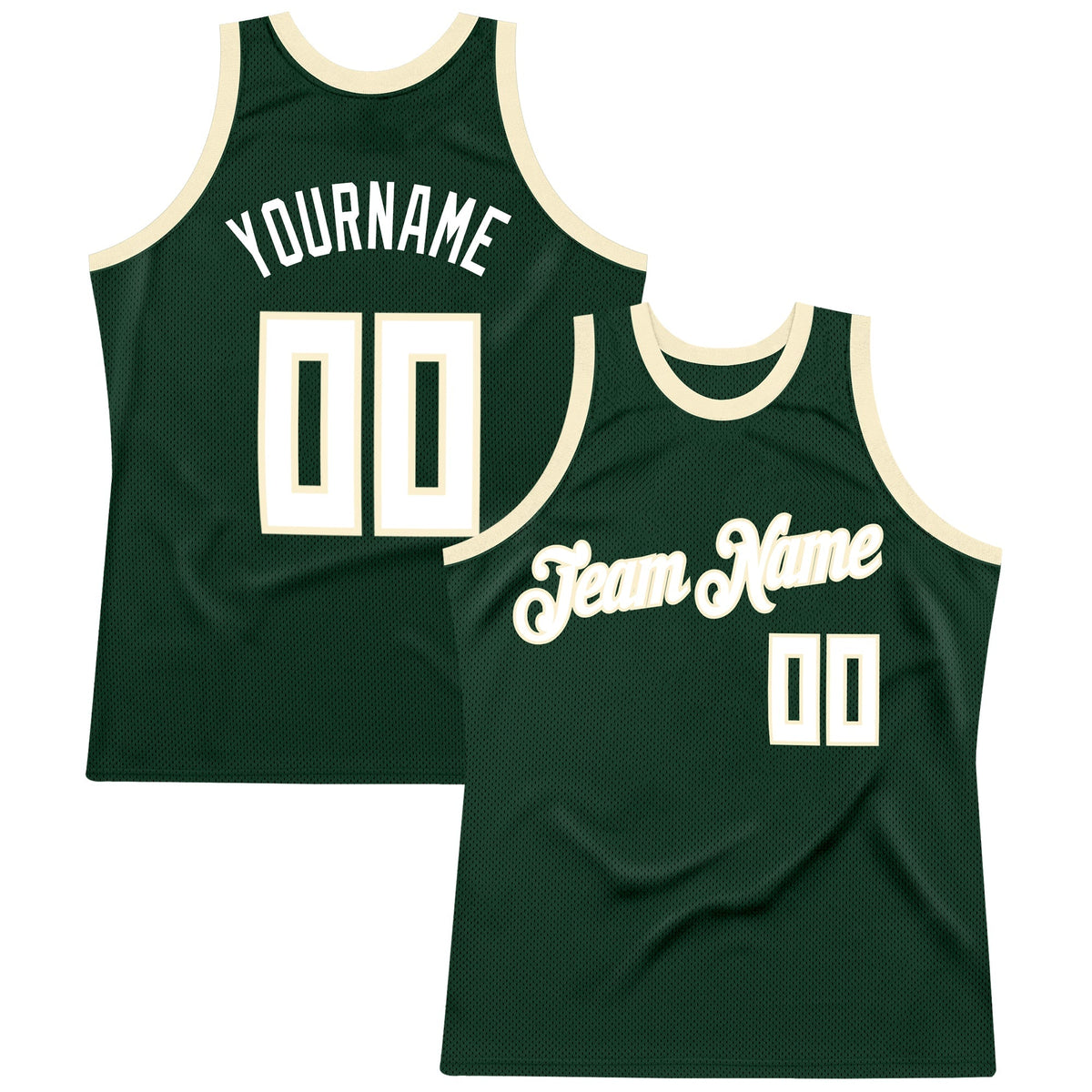 Custom Basketball Jersey - Hunter Green White-Cream Throwback