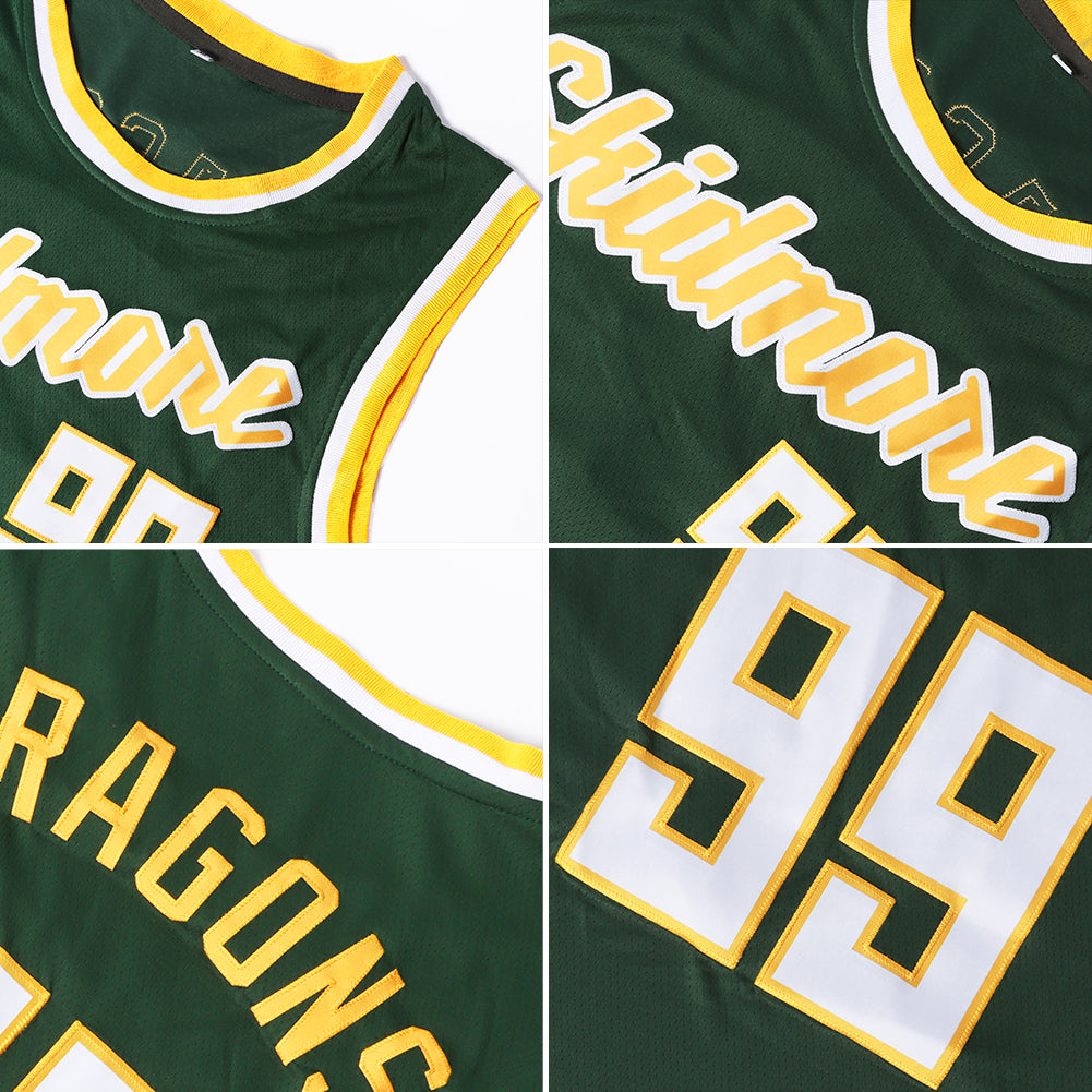 Custom Basketball Jersey - Hunter Green Kelly Green-White Throwback