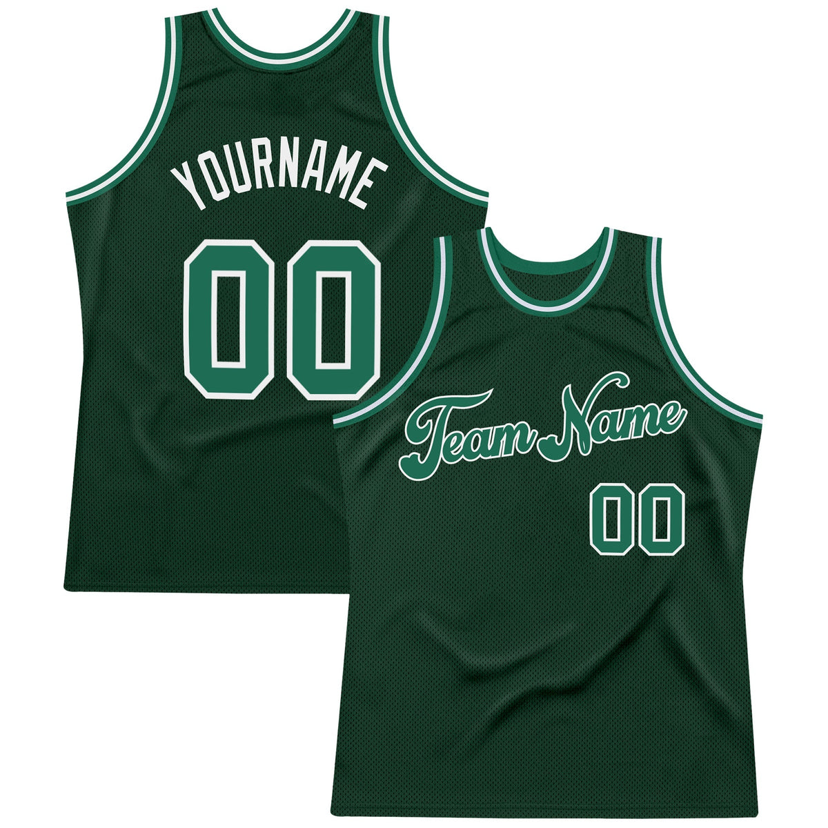 Custom Basketball Jersey - Hunter Green Kelly Green-White Throwback