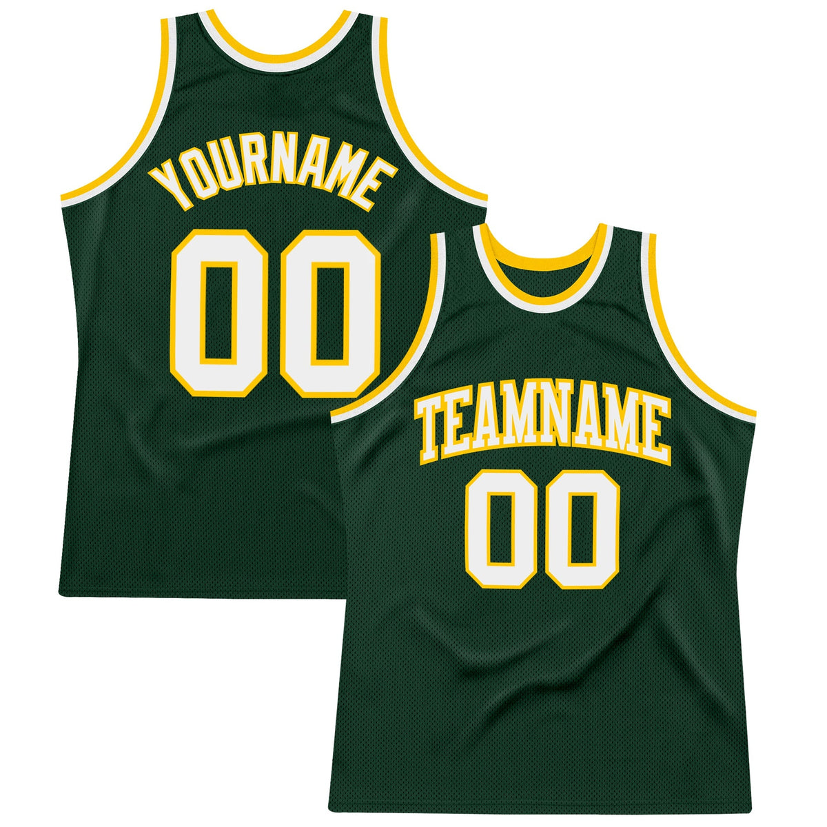 Custom Basketball Jersey - Hunter Green White-Gold Throwback