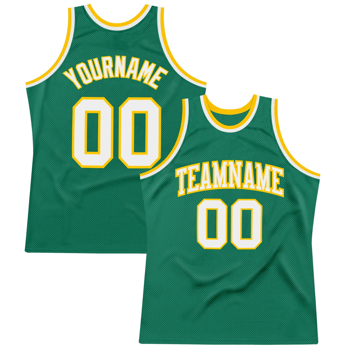 Custom Basketball Jersey - Kelly Green White-Gold Throwback