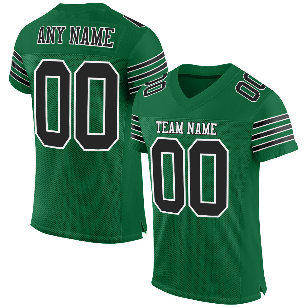 Custom Football Jersey - Kelly Green Black-White Mesh