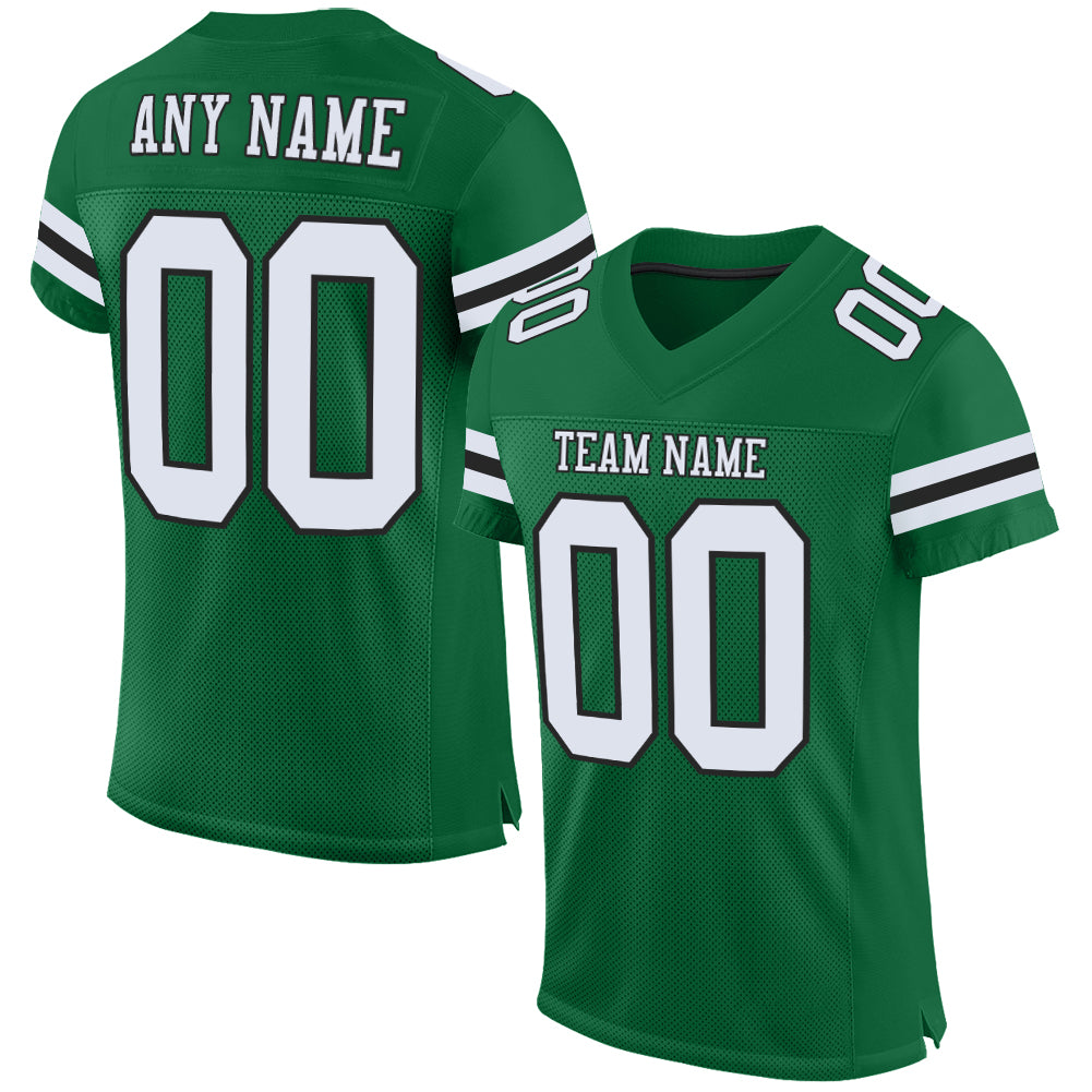 Custom Football Jersey - Kelly Green White-Black Mesh - Style KellyGreen0463