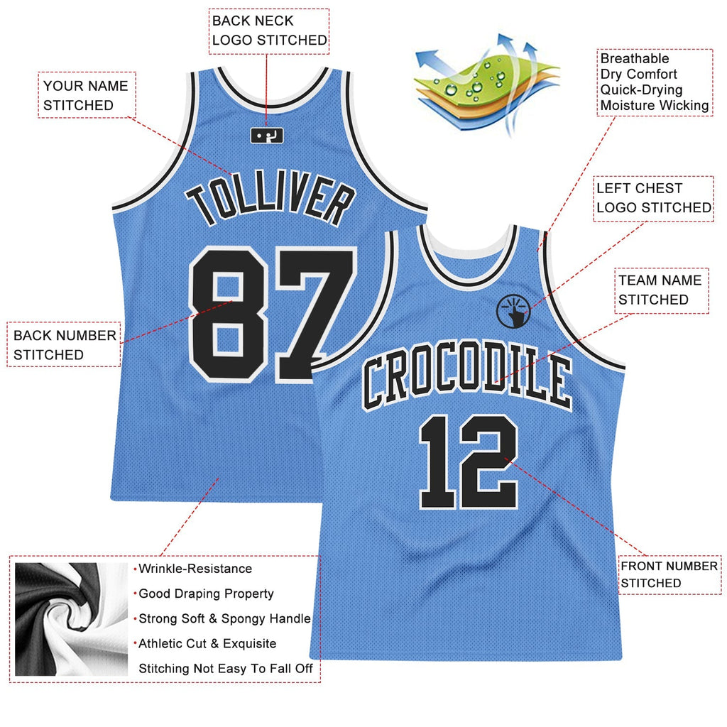 Custom Basketball Jersey - Light Blue Black-White Throwback