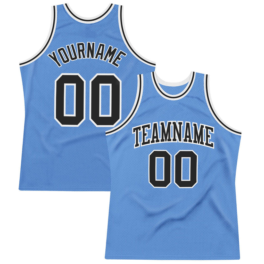 Custom Basketball Jersey - Light Blue Black-White Throwback