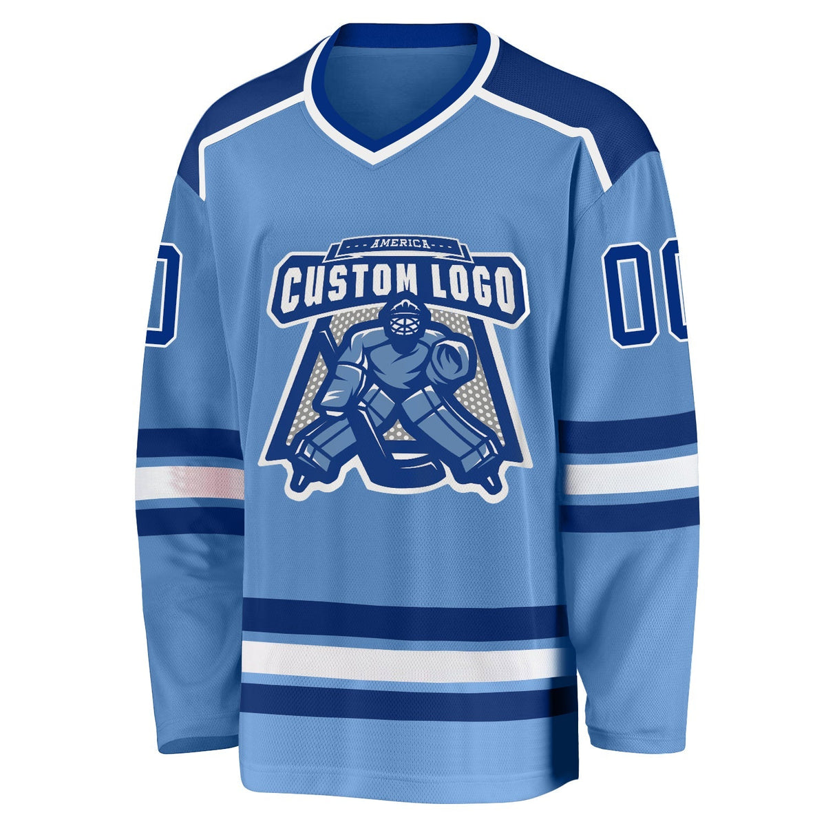 Custom Hockey Jersey - Light Blue Royal-White