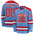 Custom Hockey Jersey - Light Blue Red-White