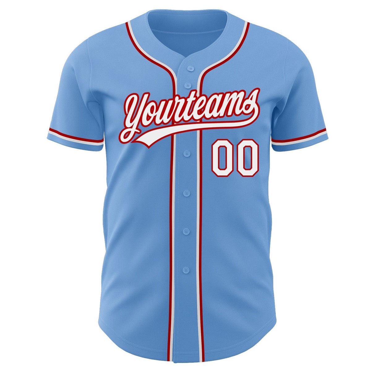 Custom Baseball Jersey - Light Blue White-Red
