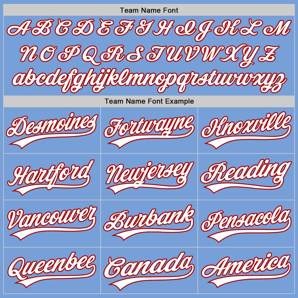 Custom Baseball Jersey - Light Blue White-Red