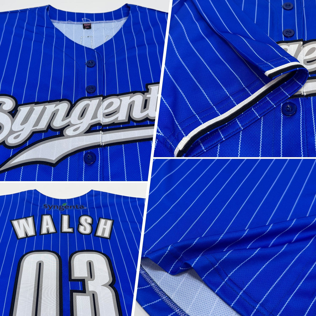 Custom Baseball Jersey - Royal White Pinstripe White-Black