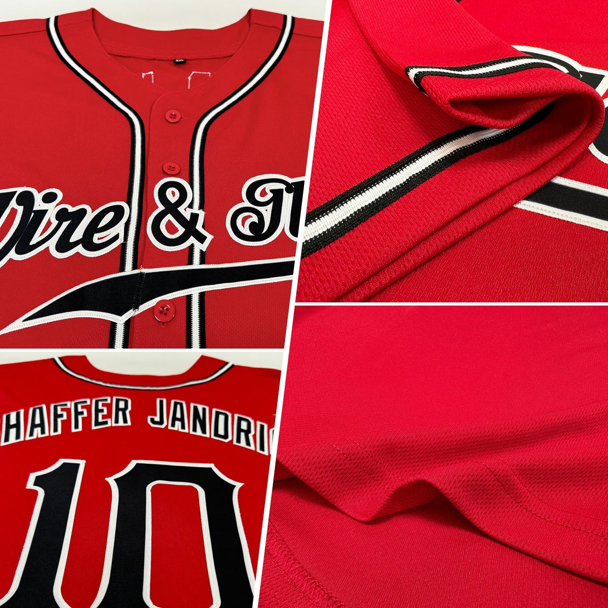 Custom Baseball Jersey - Red Black-White