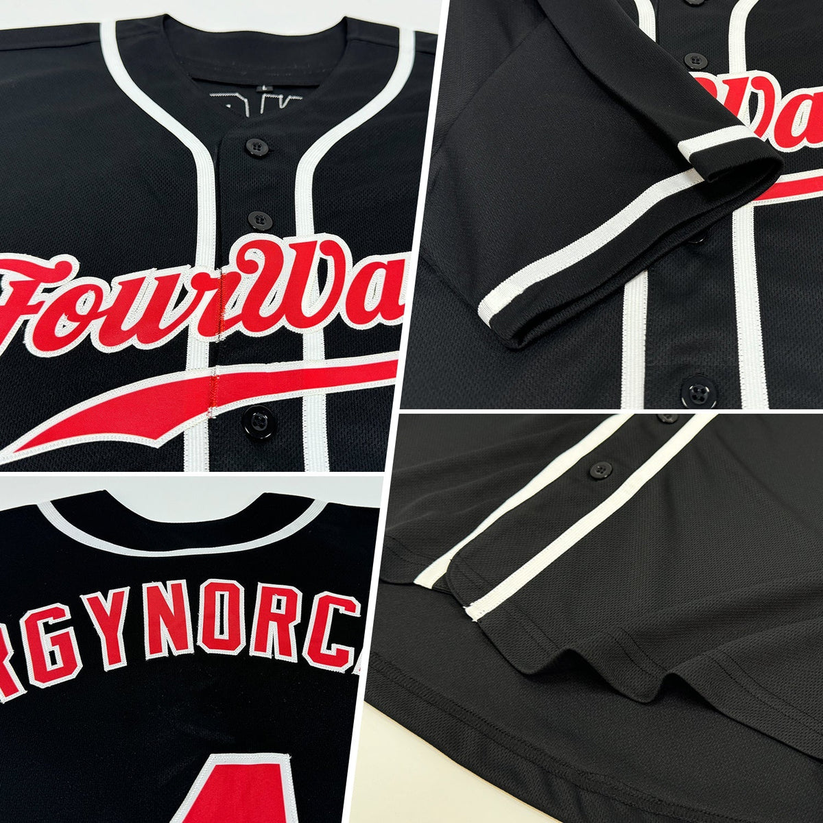 Custom Baseball Jersey - Black Red-White - Style Black0936