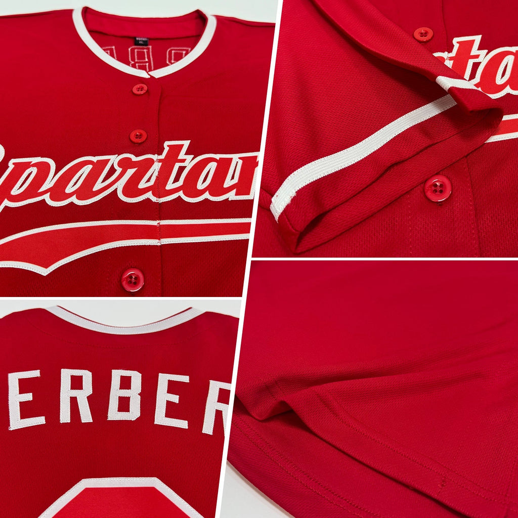 Custom Baseball Jersey - Red Red-White