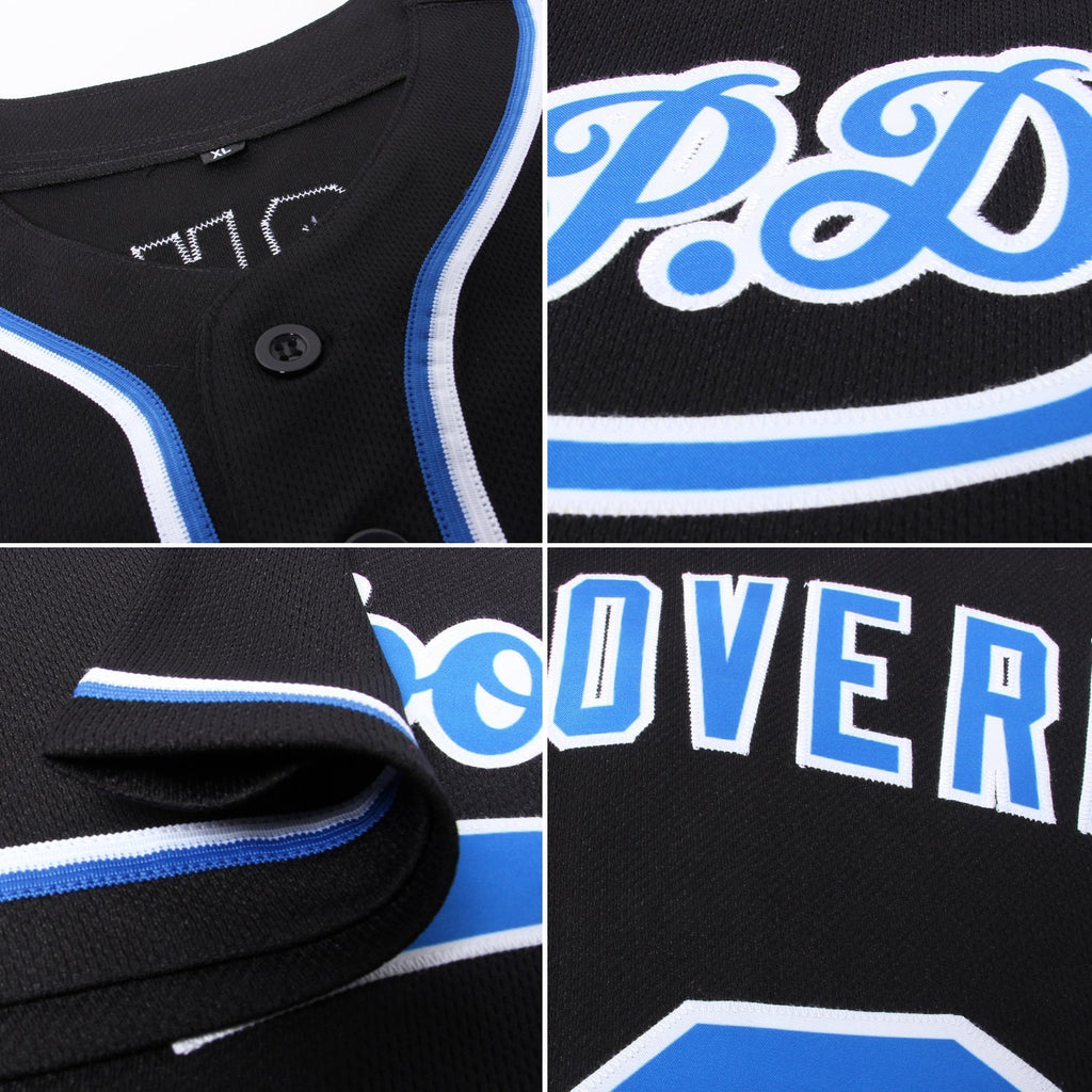 Custom Baseball Jersey - Black Royal-White - Style Black1211
