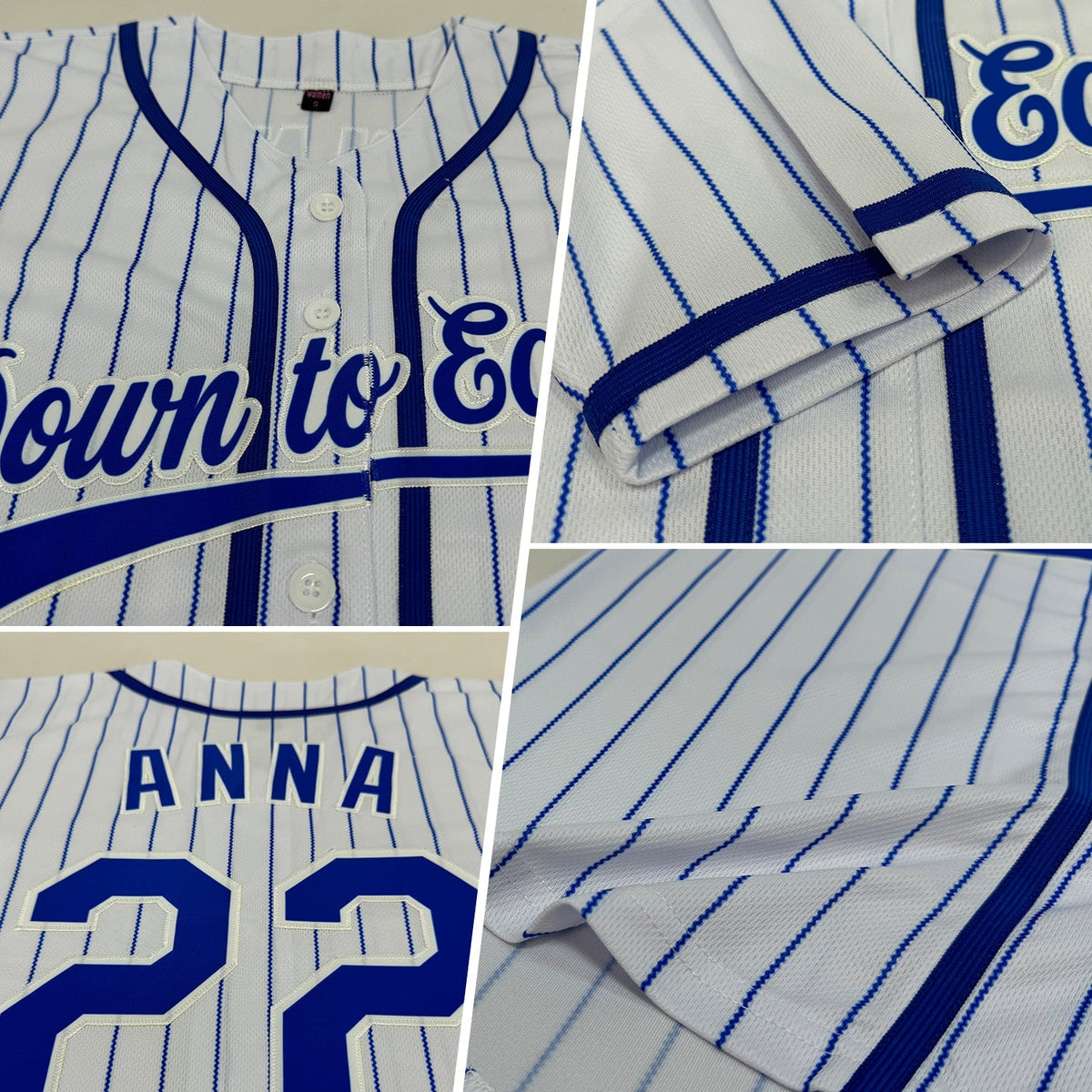 Custom Baseball Jersey - White Royal Pinstripe Royal