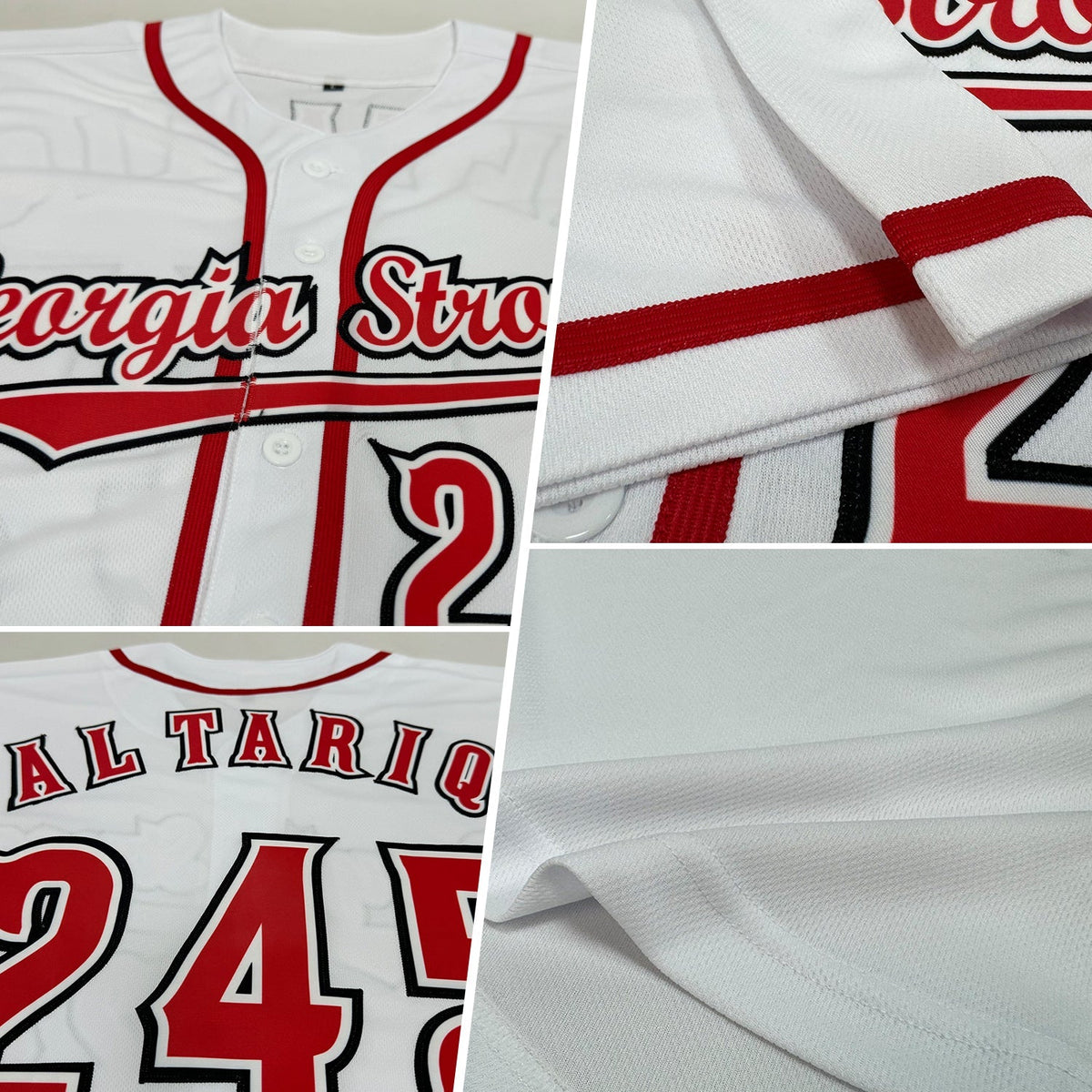 Custom Baseball Jersey - White Red-Black