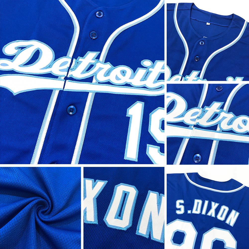 Custom Baseball Jersey - Royal White-Light Blue
