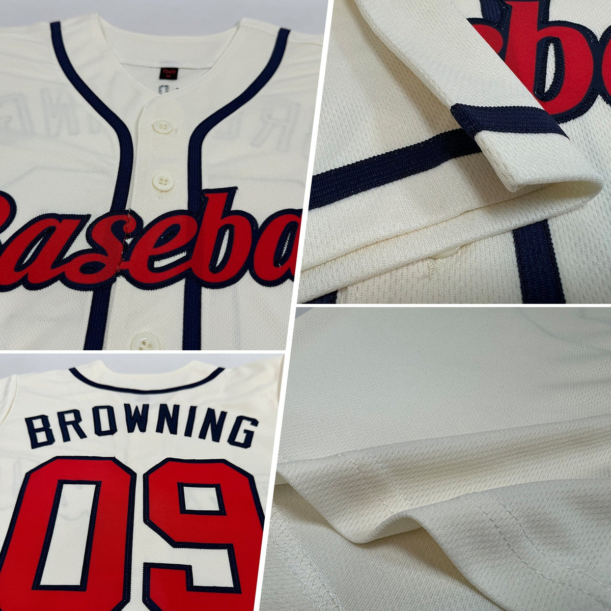 Custom Baseball Jersey - Cream Red-Navy - Style Cream0005