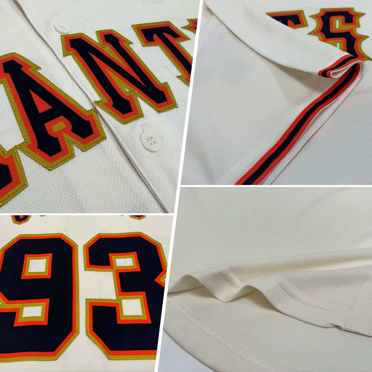 Custom Baseball Jersey - Cream Black Orange-Old Gold