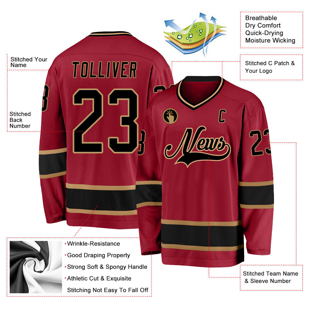 Custom Hockey Jersey - Maroon Black-Old Gold - Style Maroon0043