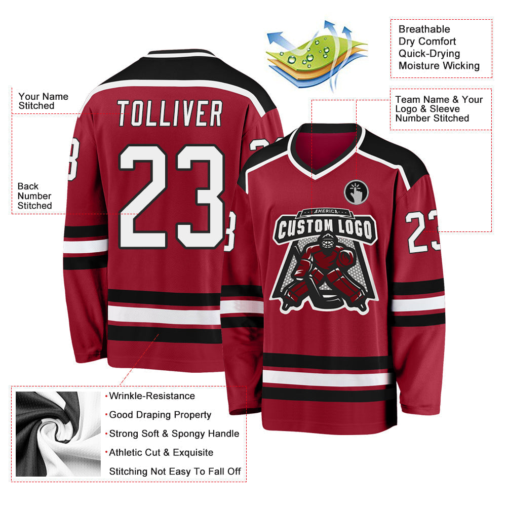 Custom Hockey Jersey - Maroon White-Black - Style Maroon0055