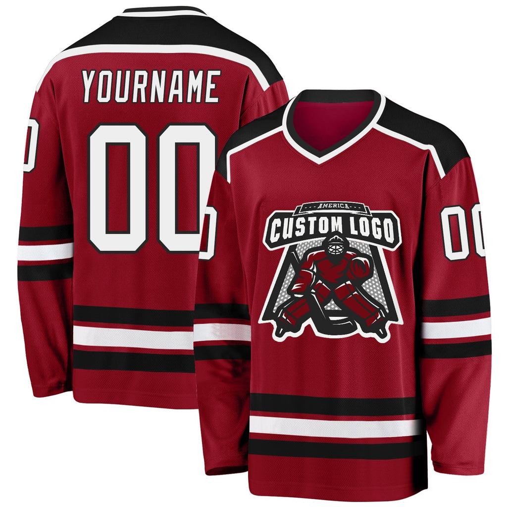 Custom Hockey Jersey - Maroon White-Black - Style Maroon0055