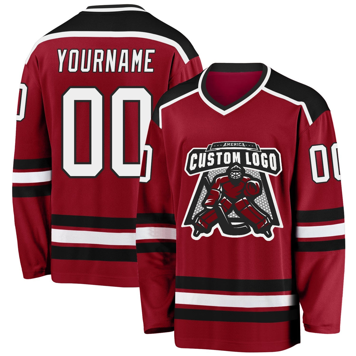 Custom Hockey Jersey - Maroon White-Black - Style Maroon0055