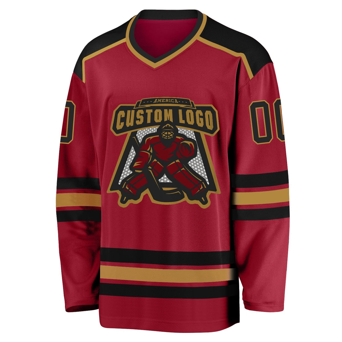 Custom Hockey Jersey - Maroon Black-Old Gold - Style Maroon0060