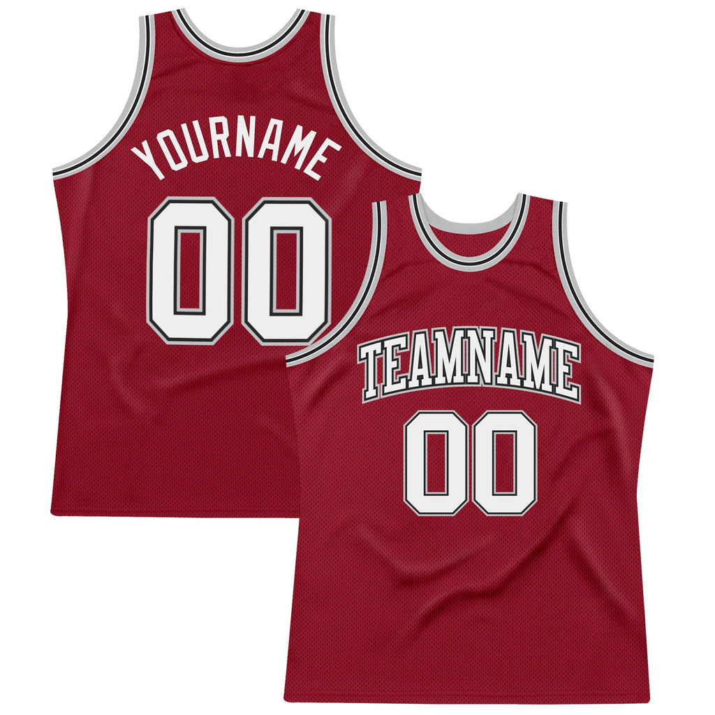 Custom Basketball Jersey - Maroon White Black-Gray Throwback
