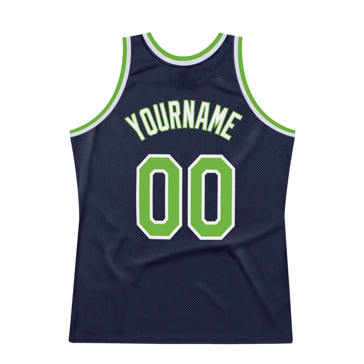 Custom Basketball Jersey - Navy Neon Green-White Throwback