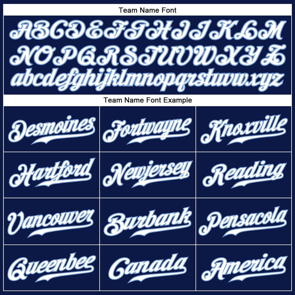 Custom Baseball Jersey - Navy White-Light Blue