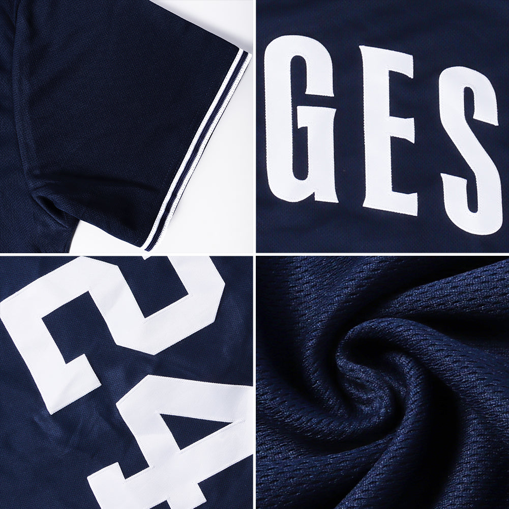 Custom Baseball Jersey - Navy White-Light Blue