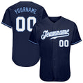 Custom Baseball Jersey - Navy White-Light Blue