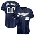 Custom Baseball Jersey - Navy White Pinstripe White-Gray - Style Navy0205