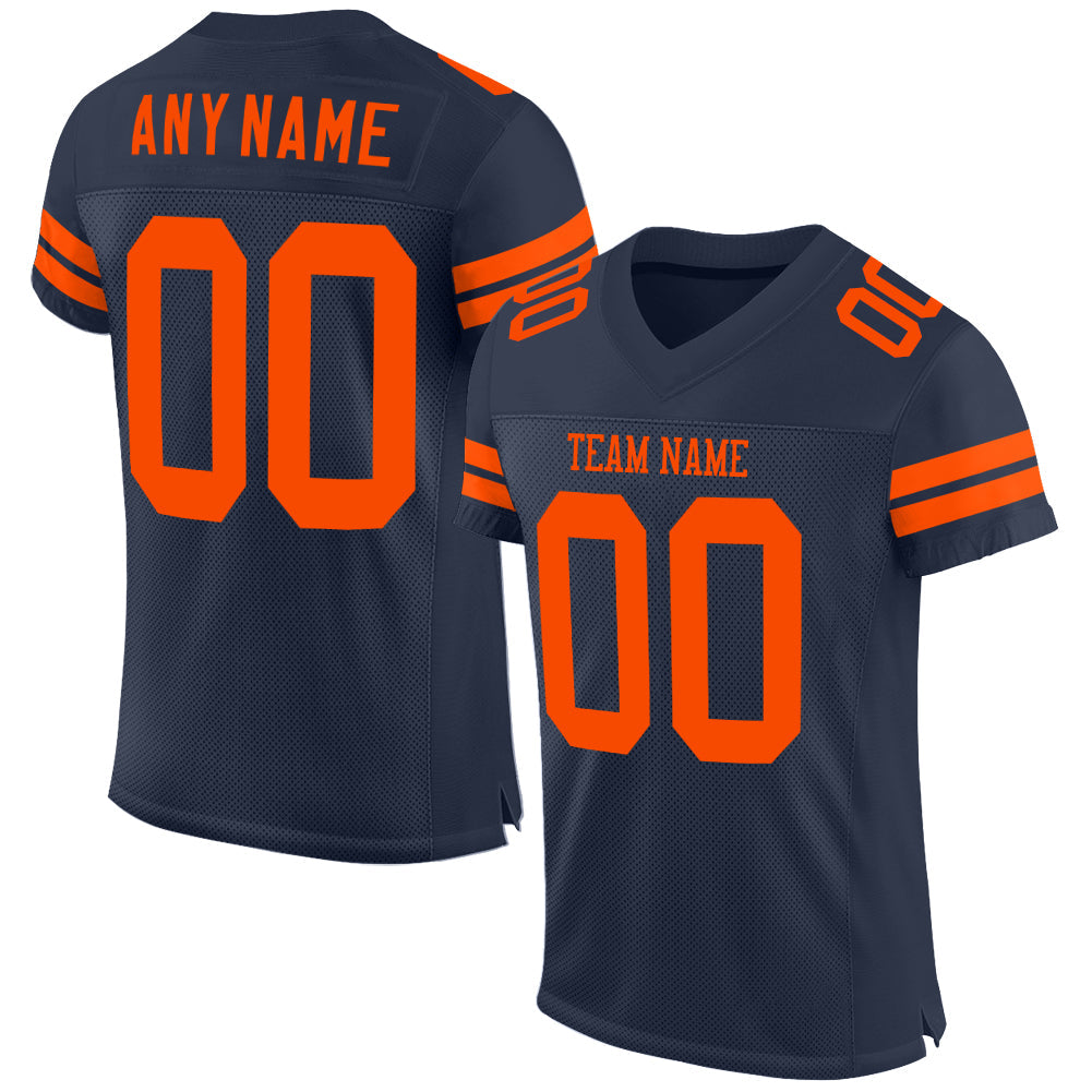 Custom Football Jersey - Navy Orange Mesh