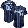 Custom Baseball Jersey - Navy White Pinstripe Light Blue-White