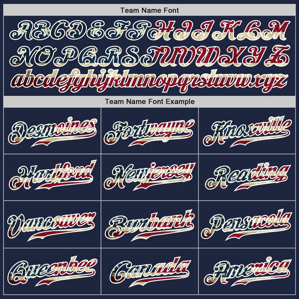 Custom Baseball Jersey - Navy White Pinstripe Vintage USA Flag-White