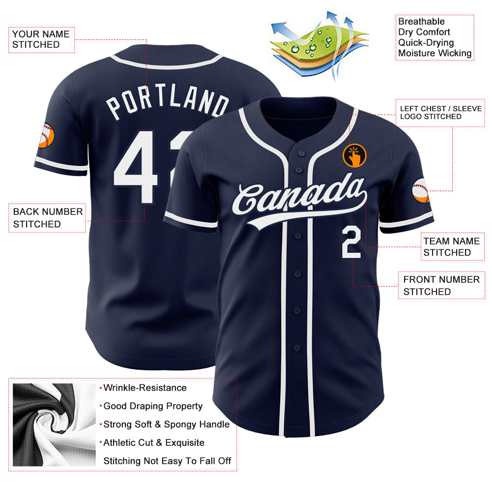 Custom Baseball Jersey - Navy White