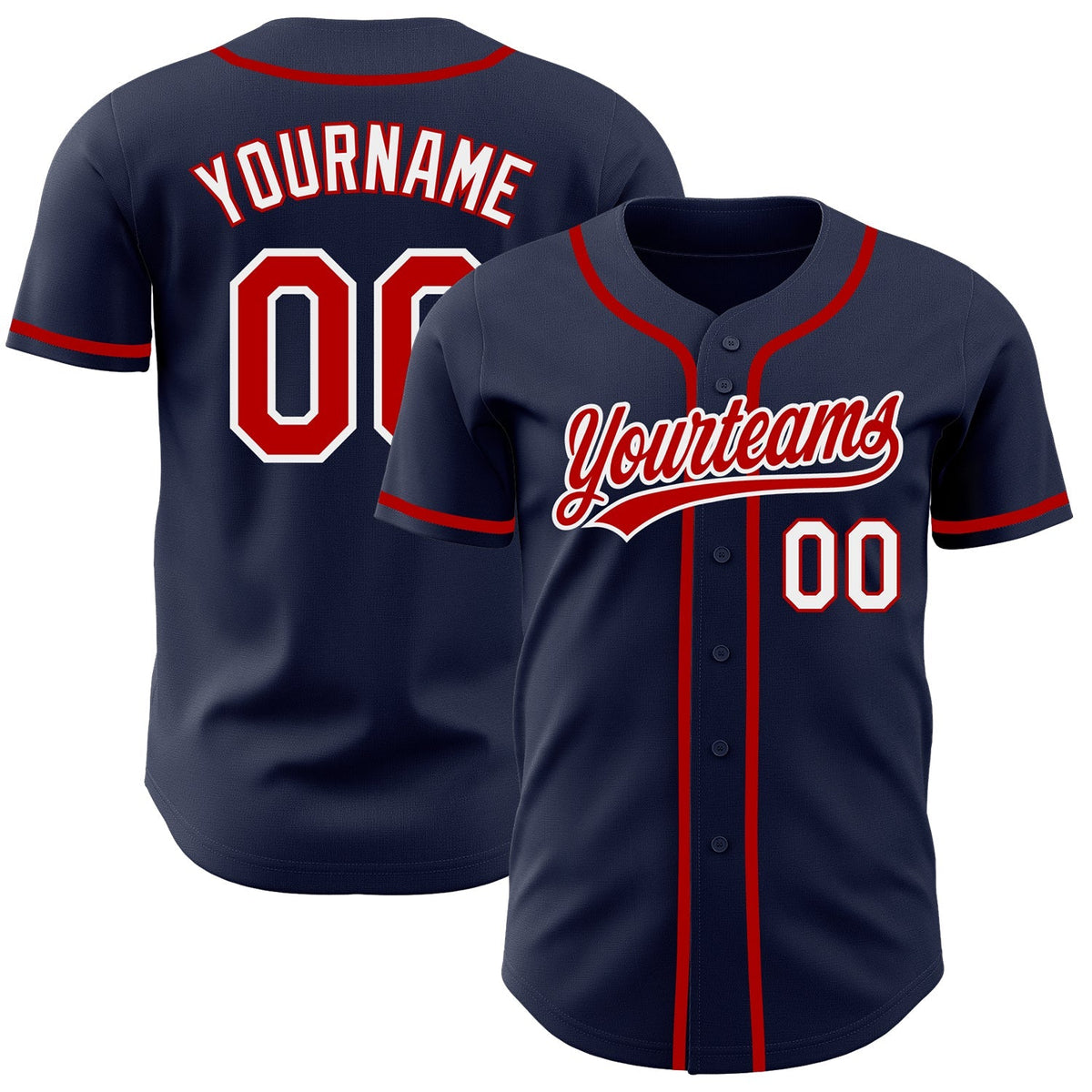 Custom Baseball Jersey - Navy Red-White - Style Navy0498
