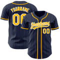 Custom Baseball Jersey - Navy White Pinstripe Gold