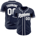 Custom Baseball Jersey - Navy White Pinstripe White-Gray - Style Navy0561