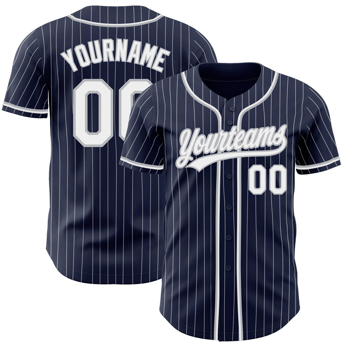 Custom Baseball Jersey - Navy White Pinstripe White-Gray - Style Navy0561