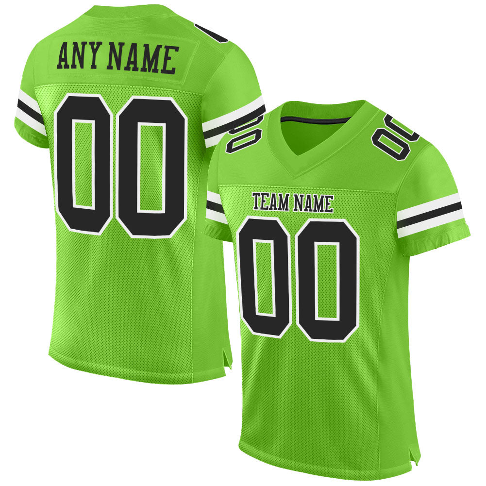 Custom Football Jersey - Neon Green Black-White Mesh