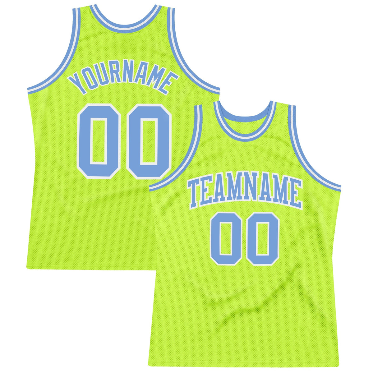 Custom Basketball Jersey - Neon Green Light Blue-White Throwback