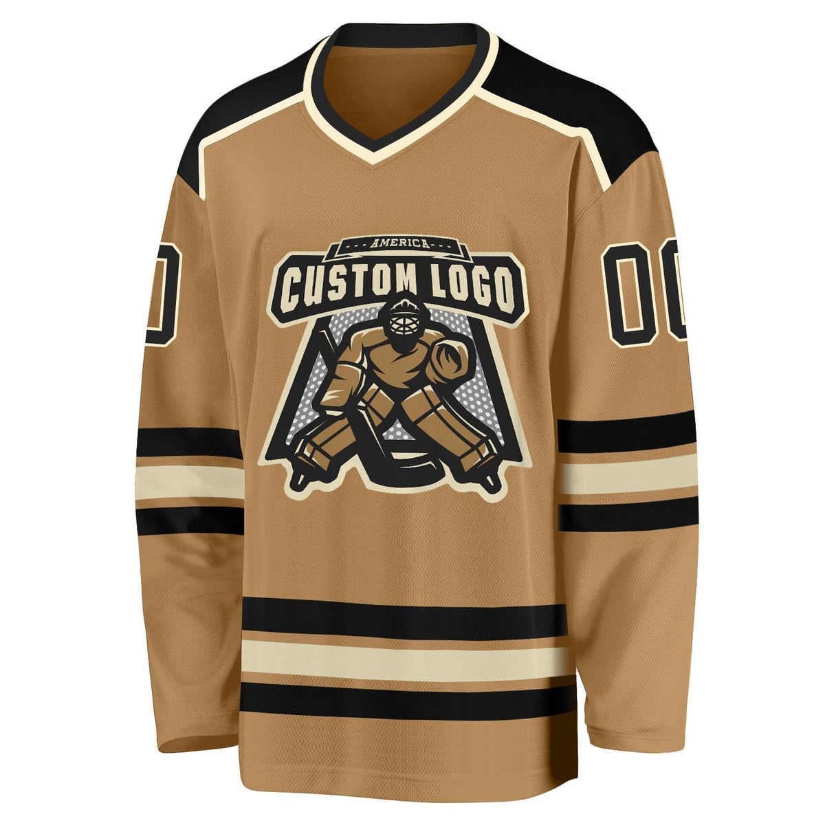 Custom Hockey Jersey - Old Gold Black-Cream - Style OldGold0034
