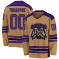 Custom Hockey Jersey - Old Gold Purple-Black - Style OldGold0036