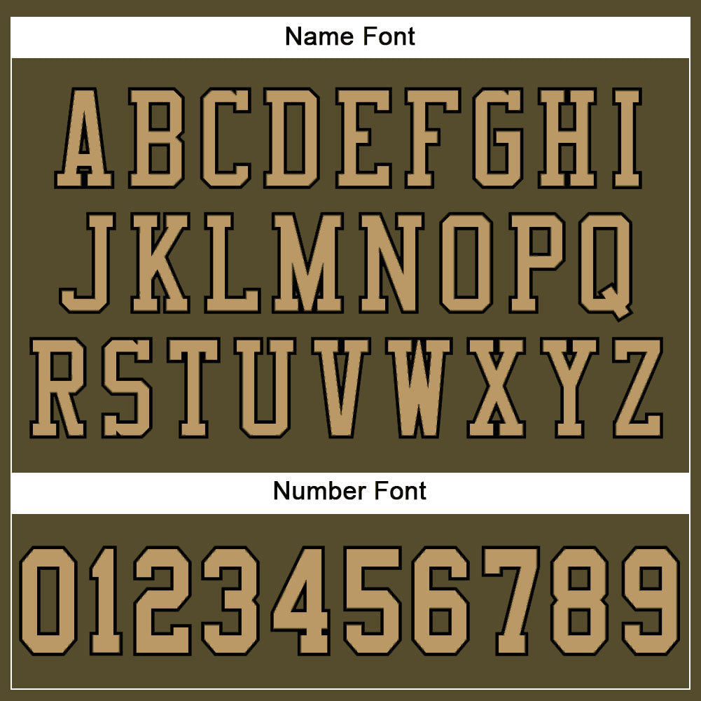 Custom Football Jersey - Olive Old Gold-Black Mesh Salute To Service