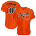 Custom Baseball Jersey - Orange Black Pinstripe Black-White