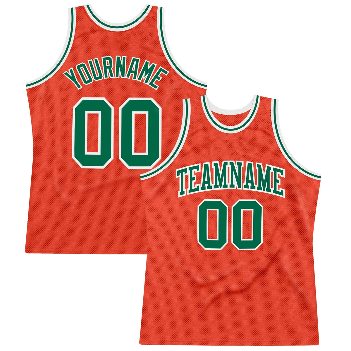 Custom Basketball Jersey - Orange Kelly Green-White Throwback