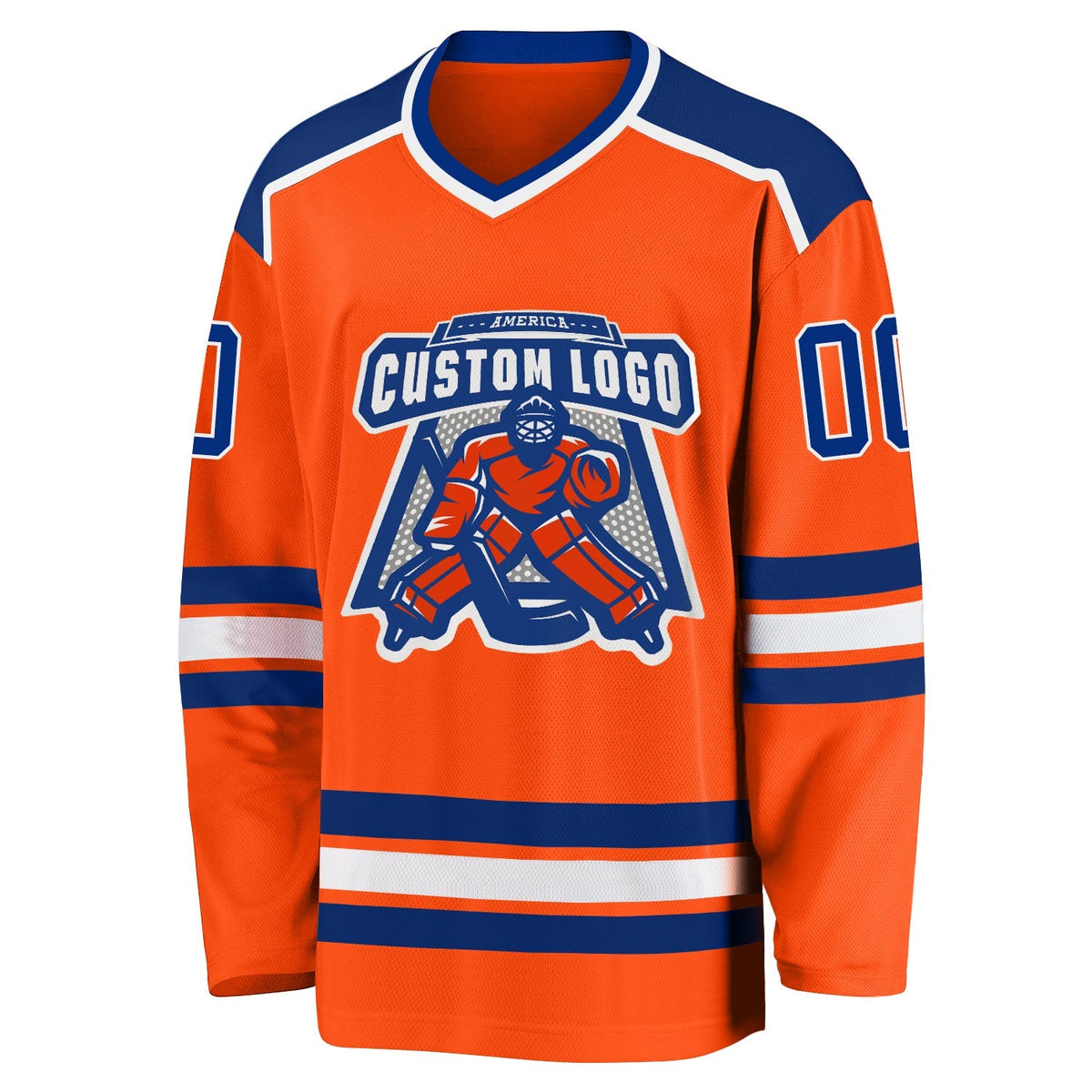 Custom Hockey Jersey - Orange Royal-White - Style Orange0240